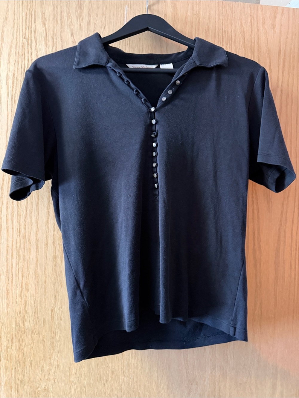 Tommy Bahama Black Short-Sleeve Henley Polo with Button Detail